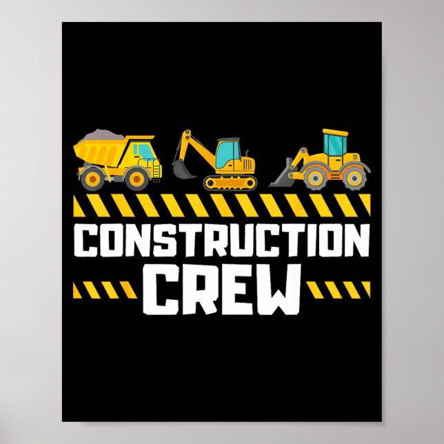 Póster Construction Crew Worker Excavator Boys Girls Kids (Frente)