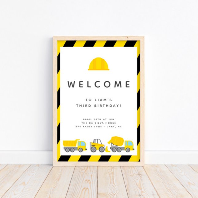 Póster Construction Trucks Theme Birthday Party Welcome (Subido por el creador)