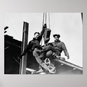 Póster Construction Workers Building Skyscraper