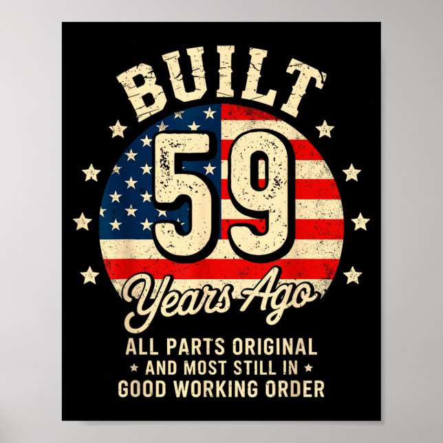 Póster Construido Hace 59 Años Divertido Cumpleaños 59 Vi (Frente)