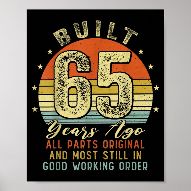 Póster Construido hace 65 años Cumpleaños divertido 65 cu (Frente)