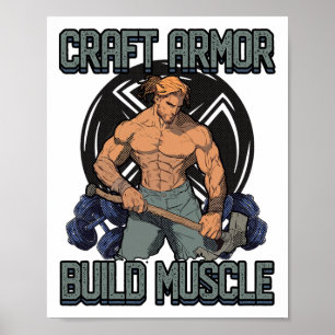 Póster Construir armadura muscular cosplay cita de gimnas