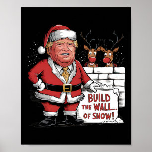 Póster Construir El Muro De La Nieve De Trump Santa
