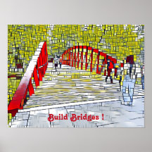 Construir puentes Resumen Art Moderno Wall Poster