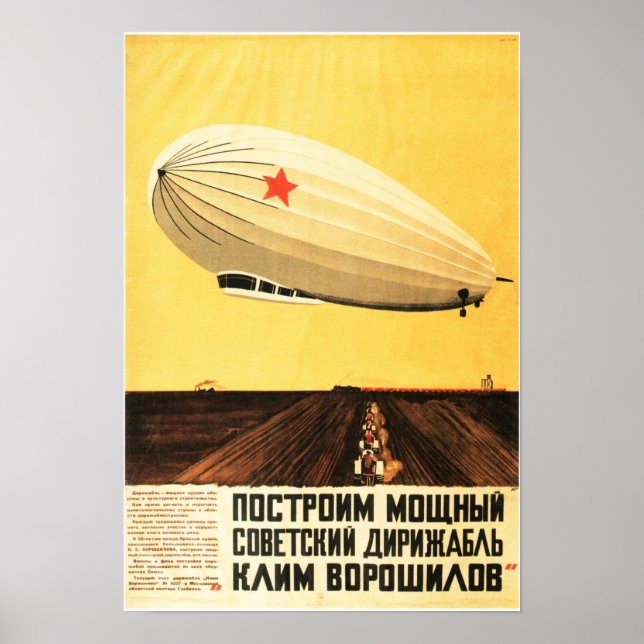 Póster CONSTRUIR UN PODEROSO AEROPUERTO Zeppelin Vintage (Frente)