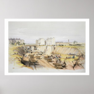 Póster Construyendo el muro de retención cerca de Park St