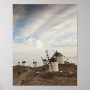 Póster Consuegra, antiguos molinos de viento de La Mancha