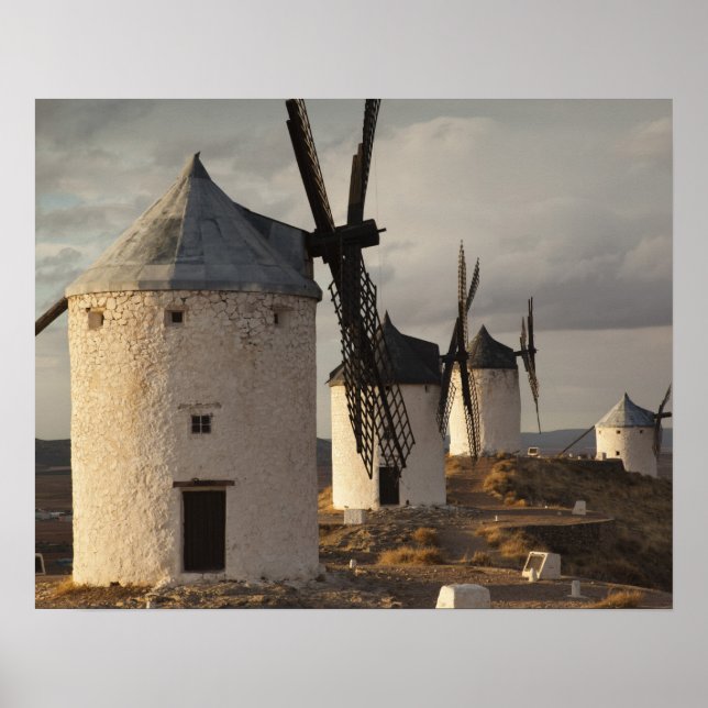 Póster Consuegra, antiguos molinos de viento de La Mancha (Frente)