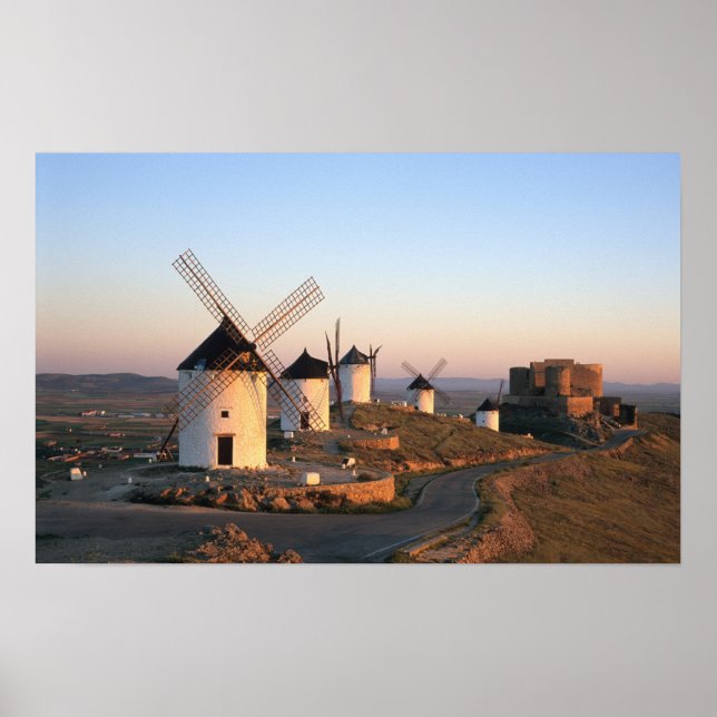 Póster Consuegra, La Mancha, España, molinos de viento (Frente)