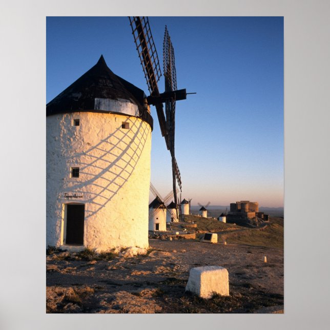 Póster Consuegra, La Mancha, España, molinos de viento (Frente)