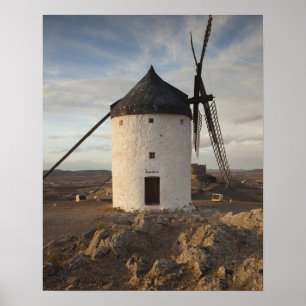 Póster Consuegra, molinos de viento antiguos de La Mancha