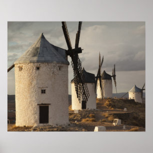Póster Consuegra, molinos de viento antiguos de La Mancha