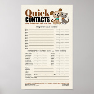 Póster Contactos rápidos [números de emergencia y frecuen