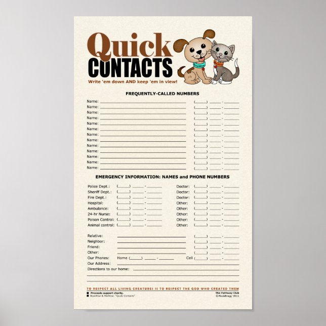 Póster Contactos rápidos [números de emergencia y frecuen (Frente)
