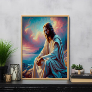 Póster Contemplación de Jesús junto a las aguas quietas