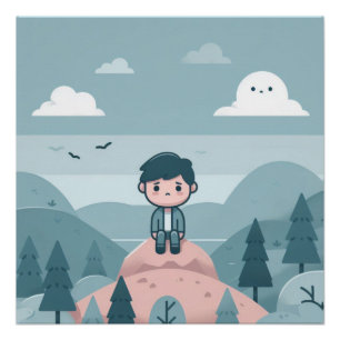 Póster Contemplación en una colina