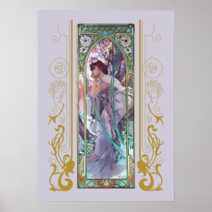 Póster Contemplación nocturna de Alphonse Mucha