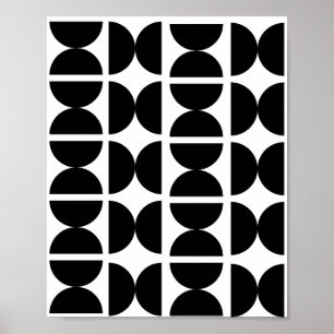 Póster Contemporáneo Blanco y Negro Retro Media Luna 70s 
