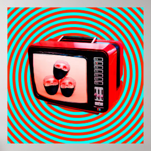 Póster Contemporary art collage. Tv news Corona virus con