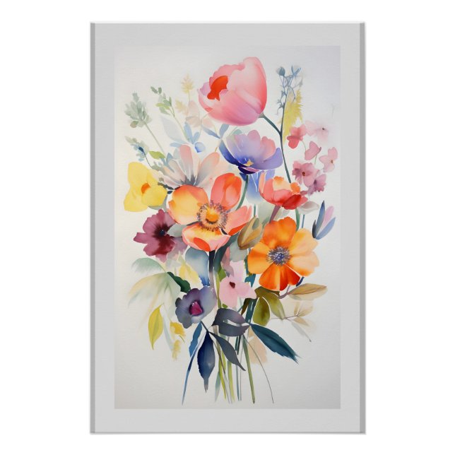Póster Contemporary Floral Wall Decor Art # 1 (Anverso)
