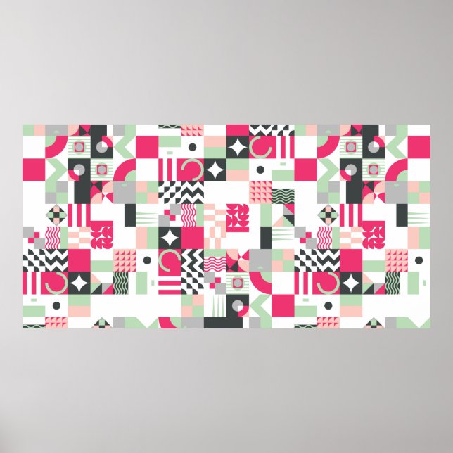 Póster Contemporary geometric mosaic seamless pattern wit (Frente)