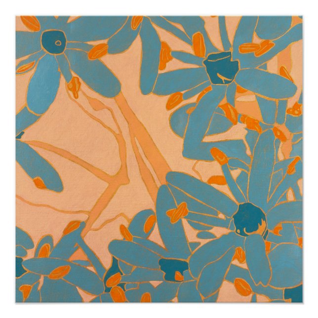 Póster Contemporary Leaf Design in Peach (Anverso)