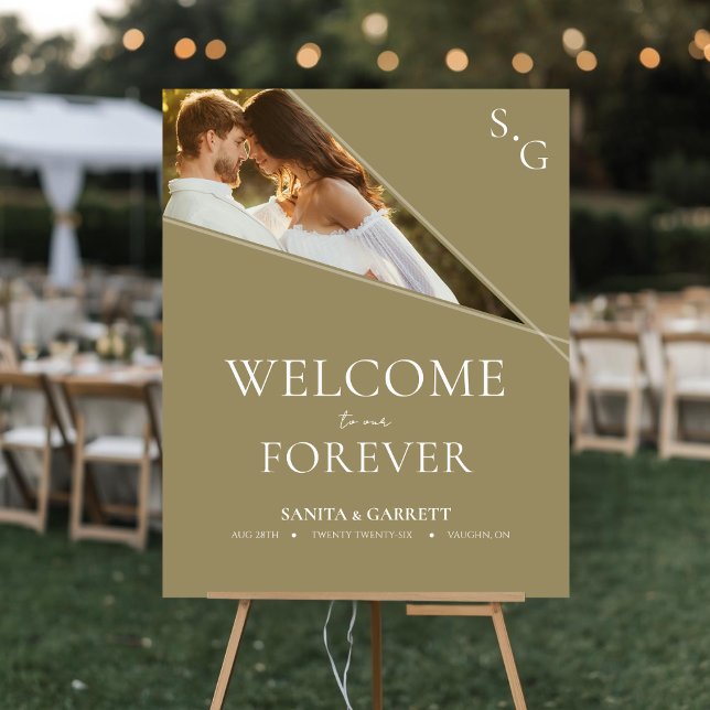 Póster Contemporary Photo Wedding Welcome Sign (Wedding Photo Welcome Sign)