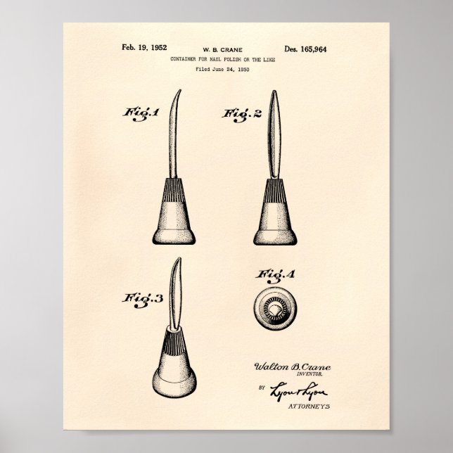 Póster Contenedor Para Nail 1952 Patent Art Old Peper (Frente)