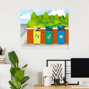 Póster Contenedores de reciclaje Clasificación de residuo