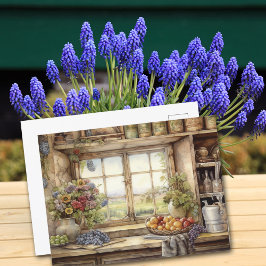 Póster Contenedores de ventana de cocina vintage plantas