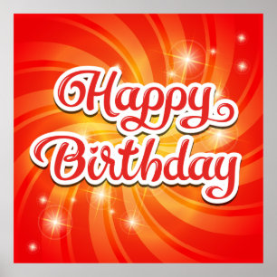 Póster Contento de los antecedentes del Naranja de cumple