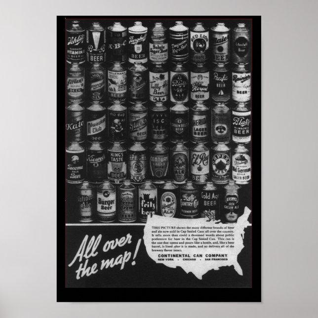 Póster Continental Can Company Cone Top Beer Can Poster (Frente)