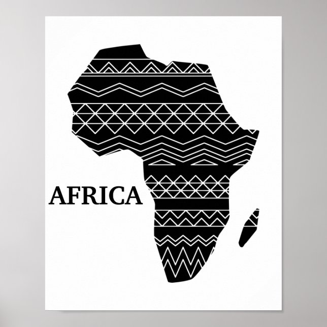 Póster Continente africano negro y blanco (Frente)