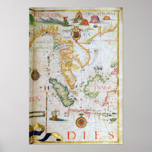 Póster Continente Asia sudoriental, detalle del atlas del