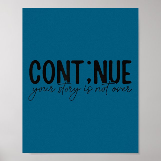 Póster Continuar Punto y coma Conciencia sobre la Salud M (Frente)