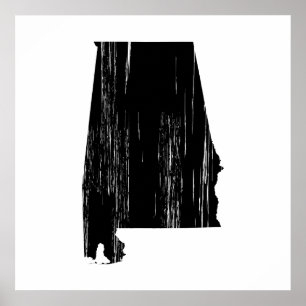 Póster Contorno de estado de Alabama con problemas