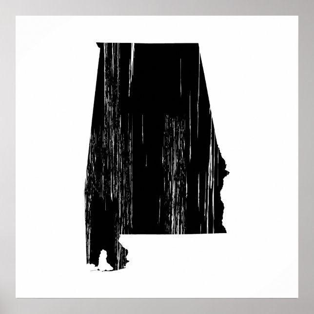 Póster Contorno de estado de Alabama con problemas (Frente)