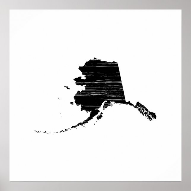 Póster Contorno de estado de Alaska con problemas (Frente)