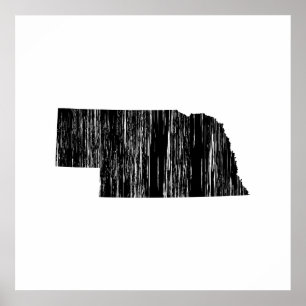 Póster Contorno de estado de Nebraska con problemas