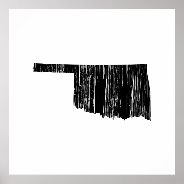 Póster Contorno de estado de Oklahoma con problemas (Frente)