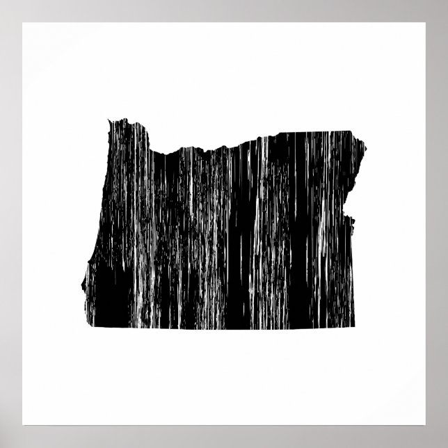 Póster Contorno de estado de Oregon con problemas (Frente)