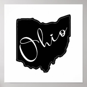 Póster Contorno de forma de estado Ohio - Contorno de map