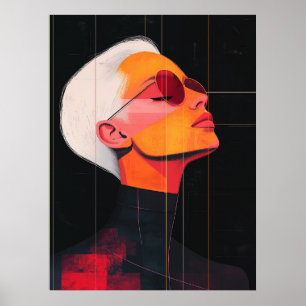 Póster Contornos Cromáticos — Retrato de Mujer Moderna