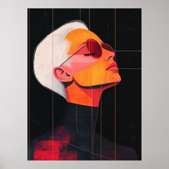 Póster Contornos Cromáticos — Retrato de Mujer Moderna (Frente)