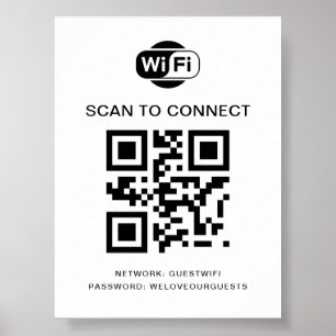 Póster Contraseña de Wifi Análisis de código QR para co