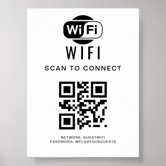 Póster Contraseña de Wifi | Análisis de código QR para co (Frente)