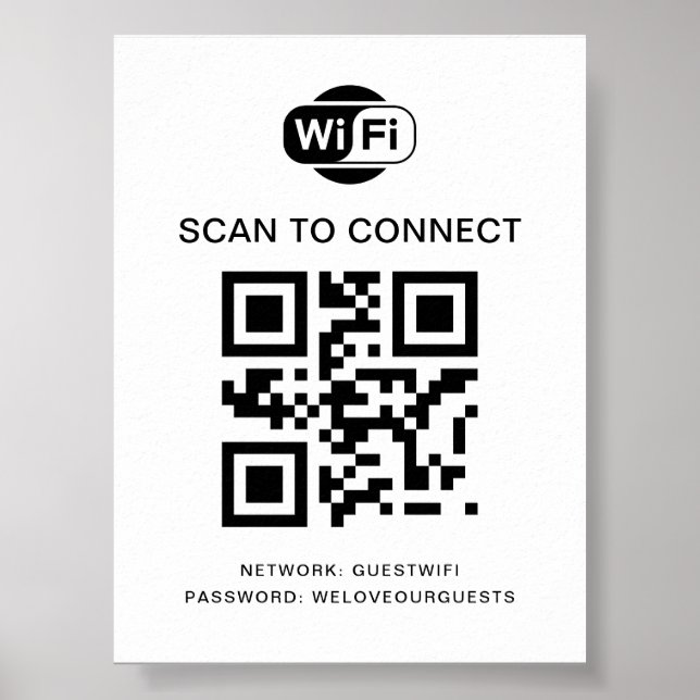 Póster Contraseña de Wifi | Análisis de código QR para co (Frente)