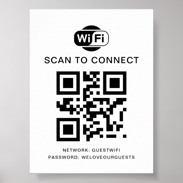 Póster Contraseña de Wifi | Análisis de código QR para co (Frente)