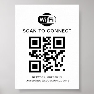 Póster Contraseña de Wifi Análisis de código QR para co