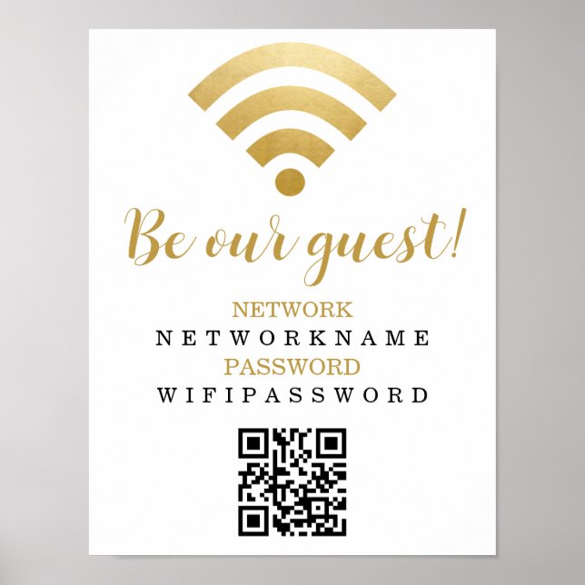 Póster Contraseña de Wifi y red personalizada (Frente)